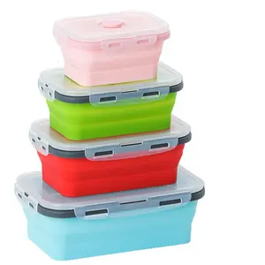 100% Thực Phẩm Cấp Tùy Chỉnh Thấp-giá silicone Đóng Mở Phục Vụ Bát Gấp Thực Phẩm Container