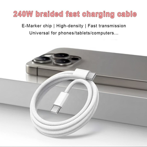 Câble USB C vers USB C tressé en nylon HNT 2M, 240W PD 5A, puce E-Marker, <span class=keywords><strong>charge</strong></span> rapide, transfert <span class=keywords><strong>de</strong></span> données, pour iPhone 15 16 Pro Max - Product Image 3