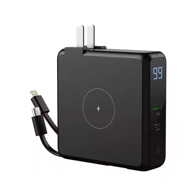 OEM/ODM Portable 10000mAh Wireless Power Bank with Type-C Charging Double USB Output Interface Wall Adapter for Travel