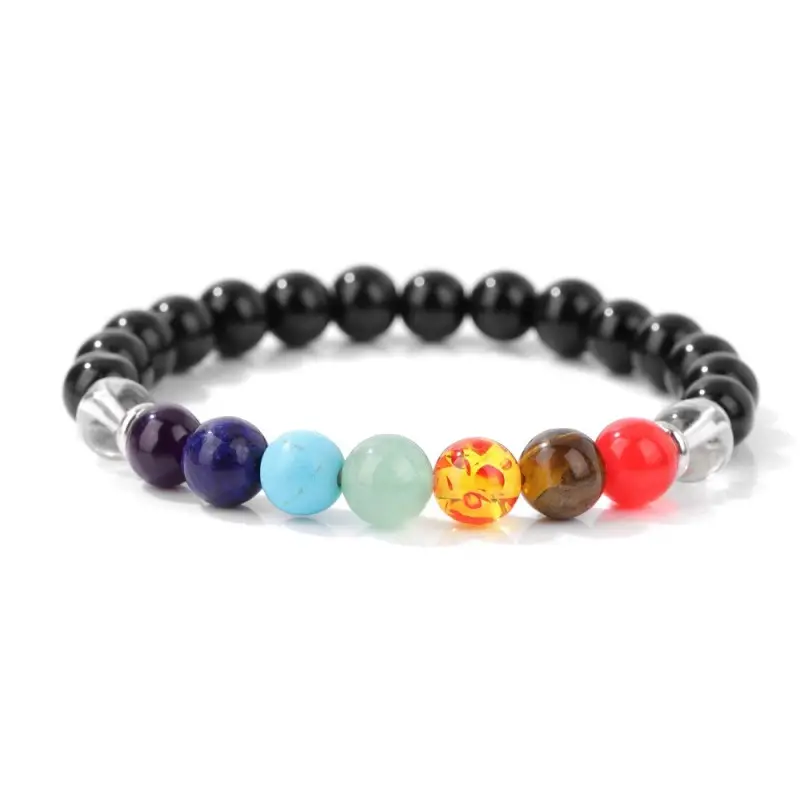 Pulsera de 7 Chakras para mujer, brazalete de piedra natural, Ojo de Tigre, Turquesa