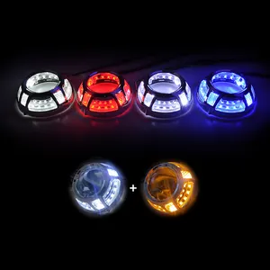 TAOCHIS YT106 3.0 inches bi led projector lens shroud LED car headlights chrome angel eyes white red blue ice blue green color