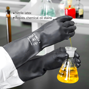Găng tay nhà sản xuất hóa chất kháng Neoprene làm việc găng tay tùy chỉnh màu đen Neoprene bảo vệ găng tay hóa học - Product Image 1