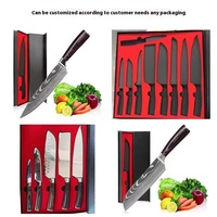 Ensemble de couteaux de cuisine personnalisés, 10 pièces, ensemble de couteaux de cuisine en damas, acier inoxydable 4Cr13 avec manche en bois coloré, couteau de chef en métal tranchant