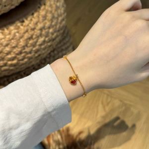 Dylam Tropical Style <b>Charm</b> 22K Gold Plated Tarnish Free S925 <b>Silver</b> Link Chain 5A Zircon Fruit Heart Pendant <b>Bracelets</b> for Women - Product Image 2