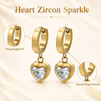 Anting-anting Huggie Hoop Zirkon Baja Tahan Karat Anting-anting Gantung Bintang Emas untuk Wanita Perhiasan Bintang 8 Titik CZ Hadiah
