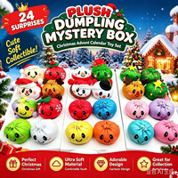 Peluche de Noël en forme de ravioli mystère de 6,5 cm, adorable poupée en peluche Bao Bun, jouet anti-stress à presser pour calendrier de l'Avent de Noël