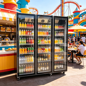 Congélateur vertical commercial pour supermarché, réfrigérateur à vin à quatre portes vitrées, vitrine réfrigérée - Product Image 1