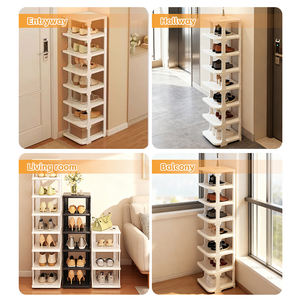 منظم أحذية عمودي ضيق قابل للتكديس بـ 7/8 طبقات، رف أحذية بسيط صغير، حامل أحذية بلاستيكي سميك لتخزين الأحذية عند المدخل - Product Image 4