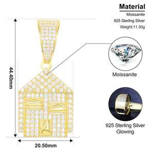 Prêt à expédier 2024 Offre Spéciale 925 argent Sterling VVS Moissanite diamant vente en gros glacé petite maison pendentif - Product Image 6