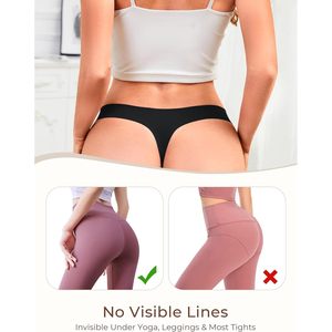 Lot de 5 strings sans couture pour femmes, culottes invisibles taille basse, sous-vêtements confortables et extensibles pour la gym et l'entraînement - Product Image 4