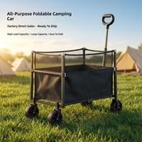 Chariot de transport pliable compact avec roues pivotantes flexibles, grand volume de rangement, multi-usages pour la maison, le camping et la vente ambulante