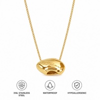 Collier pendentif irrégulier creux plaqué or, bijoux de mode en acier inoxydable, vente en gros, prêt à expédier