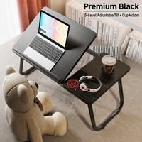 Table d'ordinateur portable ergonomique réglable en hauteur et pliable, bureau portable en bois pour la maison, le bureau, le travail, l'étude, la chambre à coucher