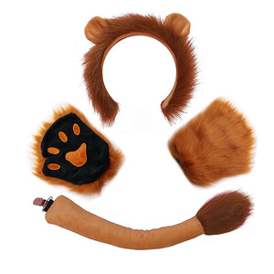Costumes de <span class=keywords><strong>lion</strong></span> pour enfants, garçons, filles, hommes, avec oreilles et queue, bandeau, jupe, accessoires de cosplay animal, déguisement pour fête d'anniversaire - Product Image 5