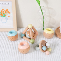 Lot de 5 hochets Montessori en bois doux pour bébés de 0 à 1 an, jouet éducatif pour la dentition, la préhension et la perception tactile, balle colorée