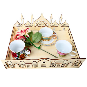 Decoraciones de madera <span class=keywords><strong>Eid</strong></span> <span class=keywords><strong>Mubarak</strong></span> Ramadán, mesa de decoración, bandeja de postre - Product Image 5