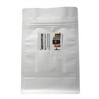 Emballage en papier blanc pour café, sac à fond plat avec poche zippée pour l'emballage des aliments secs avec fente pour carte