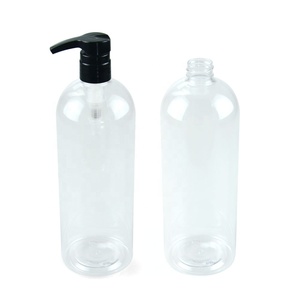 <span class=keywords><strong>1</strong></span> litro/1000ml Boston rotonda trasparente bottiglia in pet con tappo a vite - Product Image 1