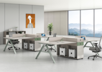 Mobilier de bureau moderne ouvert modulaire pour 2 4 6 personnes avec poste de travail Table de bureau design avec pieds en métal et cuir