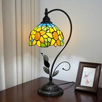   Lampe de table, lampe en verre teinté tournesol, lampes de chevet antiques de 8 pouces pour chambre à coucher, salon, bureau à domicile