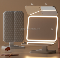 Nouveaux outils cosmétiques Led bureau avec lumière remplissage miroir Portable coiffeuse miroir coquille miroir cadeau pour les femmes