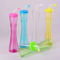 MAIMAI Bouteille à jus de fruits infusée en plastique PET jetable de 24 oz, sans BPA, avec logo personnalisé, créative, colorée, avec paille