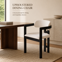 Fauteuil à cadre noir avec assise et dossier rembourrés crème pour la restauration, les hôtels, les salons, collection de meubles d'intérieur