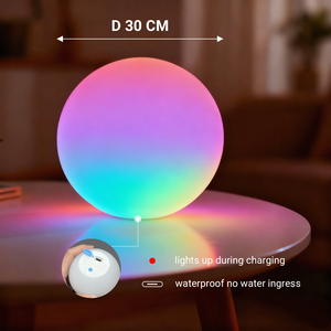 Lumière sphérique LED RGB sans fil rechargeable, indice de protection IP54, garantie de 2 ans, lumière blanche, idéale pour le jardin - Product Image 2