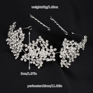 Exquisitos Accesorios <span class=keywords><strong>para</strong></span> el Cabello de Cristal, Corona, Diadema de Boda, Diadema de Princesa <span class=keywords><strong>para</strong></span> Baile de Graduación, Diadema de Dama de Honor con Flores de Diamantes de Imitación - Product Image 6