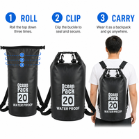 Sac étanche pliable en PVC personnalisé 20L avec fermeture à enroulement et sangle pour le rafting, la natation, la plage et le camping