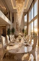 Canapé modulaire haut de gamme en forme de U, mobilier de salon moderne et luxueux avec table en marbre intégrée, design complet pour villa