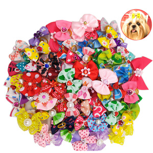 KingHon 50 piezas/bolsa Lindos Lazos para Mascotas, Lazos Pequeños para Perros, Lazos para el Pelo, Accesorios para la Cabeza, Flores Pequeñas - Product Image 6