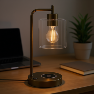 Lámpara de Mesa DB Bourget de 16 Pulgadas, Latón Antiguo, LED, Carga Inalámbrica, Control Táctil, Diseño Moderno para Oficina y Dormitorio - Product Image 2