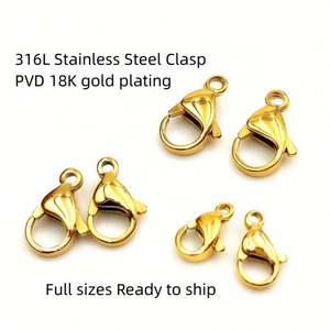 100 piezas de cierres de langosta de acero inoxidable 316L de alto brillo para collares y pulseras, 10 mm, accesorios de joyería DIY, en plata, oro de 18K y negro - Product Image 5