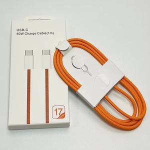 สายชาร์จเร็ว USB C to USB C 60W ยาว 1 เมตร สายถักไนลอน สำหรับถ่ายโอนข้อมูลและชาร์จ iPhone 15 16 17 Pro Max - Product Image 3