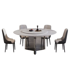 Mesa de comedor italiana de lujo, mesa de comedor redonda de mármol de piedra de lujo, mesa de comedor moderna simple para el hogar de Villa de gama alta - Product Image 4