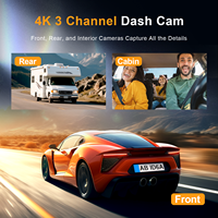 Kamera Dasbor 3 Kanal 4K+1080P+1080 Sensor Starvis 2 Layar IPS 3.69 inci, Penglihatan Malam Inframerah, WiFi GPS, Monitor Parkir 24 Jam DVR Mobil