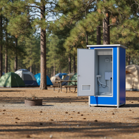 Toilettes publiques portables modernes en acier pour l'extérieur avec douche, faciles à installer, design temporaire écologique pour utilisation en parc