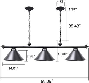 Lampes de <span class=keywords><strong>billard</strong></span> Rayspeed Premium en métal noir, 3 lumières pour salles de <span class=keywords><strong>billard</strong></span> - Product Image 2