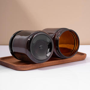 Pot à cornichons <span class=keywords><strong>de</strong></span> 450 ml, pot à confiture en verre vide rond à large ouverture, ambre, avec couvercles hermétiques - Product Image 5