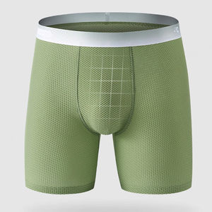 Venta al por mayor hombres Boxer corto largo hielo seda Nylon malla deporte gimnasio Fitness ropa interior Calzoncillos y boxeadores para hombres de alta calidad - Product Image 2