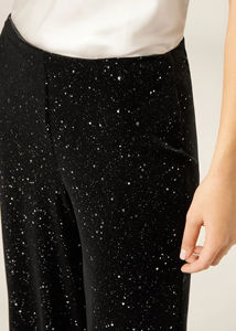 Women's <strong>trousers</strong> Loose Fit <strong>Black</strong> Glitter Straight Pants for Women <strong>Sparkly</strong> Polyester Blend Party <strong>Trousers</strong> with Glossy Finish - Product Image 4