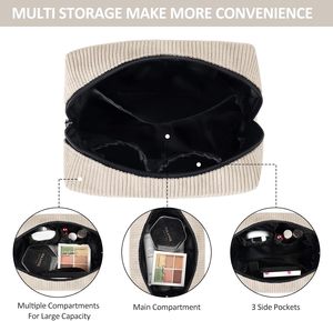 Pochette per Cosmetici in Velluto a Coste Personalizzata e Resistente con Cerniera Metallica, Piccola <span class=keywords><strong>Borsa</strong></span> per il Trucco <span class=keywords><strong>da</strong></span> Donna per <span class=keywords><strong>Borsa</strong></span> - Product Image 2