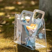 Sac cadeau réutilisable en PVC transparent, écologique, grande capacité, avec poignée carrée en PU, pour cosmétiques, bougies, thé, emballage, sac fourre-tout