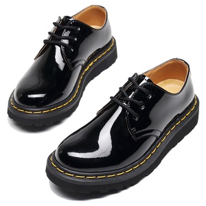 Botines de Moda para <span class=keywords><strong>Mujer</strong></span>, de Cuero Genuino, Tacón Grueso, Punta Redonda, Tallas Grandes, Suela Gruesa, Zapatos para Caminar, para Oficina y Universidad - Product Image 1