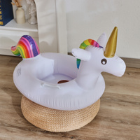 Flotteur de bain Wilda Flamingo Unicorn en PVC épaissi rose/blanc pour enfants 64x57cm