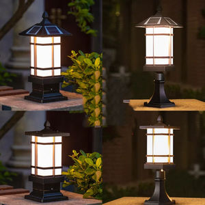 Lámpara de poste solar LED Lámpara de tapa de poste de valla Patrones de funcionamiento Guilloche Pilar regulable Columna de luz <span class=keywords><strong>Pedestal</strong></span> Linterna - Product Image 5