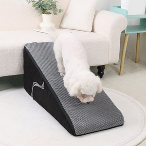 Pet Climbing Ramp For <b>Small</b> <b>Dogs</b> Gray Black Fiber Fill Foldable Step Stair <b>Bed</b> Accessory - Product Image 3