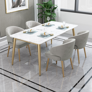 Ensembles <span class=keywords><strong>de</strong></span> table à manger en forme d'appartement <span class=keywords><strong>de</strong></span> style d'europe du nord avec 6 chaises en marbre - Product Image 2
