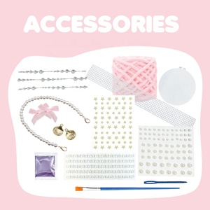 Trend Setting DIY Shell <b>Handbag</b> Kit Handmade Bulky Chenille Yarn <b>Crochet</b> Bag with Pearl Chain & Bow for Girls & Women - Product Image 4